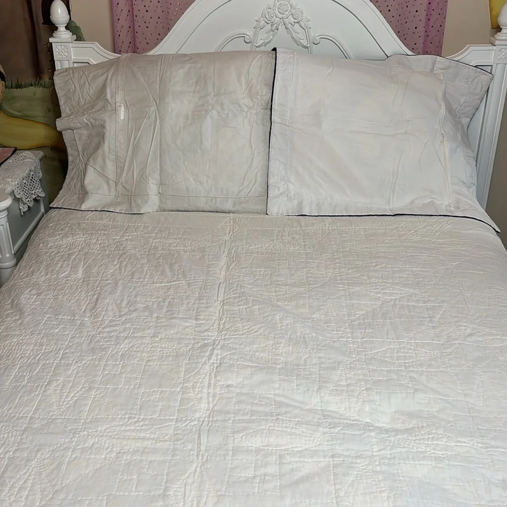 Vintage Quilt Patchwork Vintage Pattern Star Hand Crafted Handmade Blue White